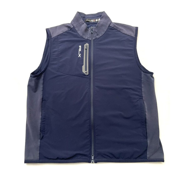 RLX Ralph Lauren Other - RLX Ralph Lauren Hybrid Mockneck Golf Vest XL Navy Blue French Terry Full Zip‎